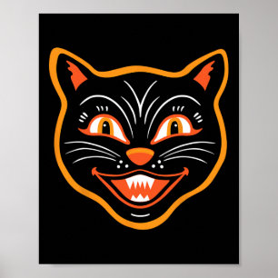 Halloween Vintag Black Cat Poster