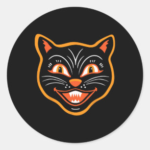 Halloween Vintag Black Cat Runder Aufkleber