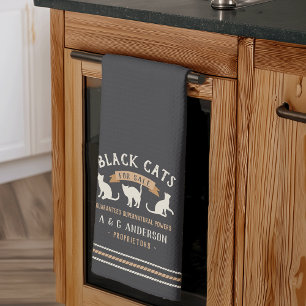 Halloween Vintag Black Cats Personalisiert Geschirrtuch