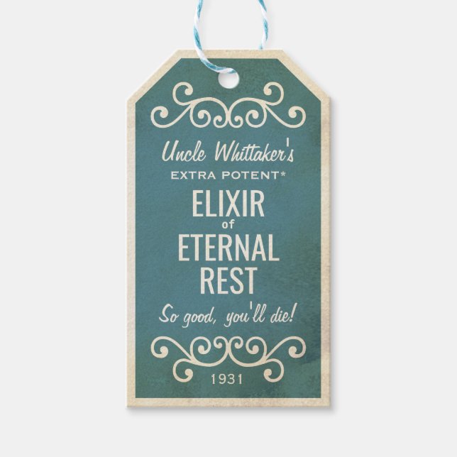 Halloween-Vintag-blaue Giftmarke Geschenkanhänger (Vorderseite)