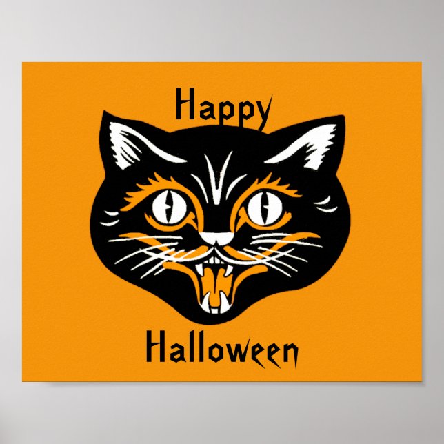 Halloween Vintag Cat Face Poster (Vorne)