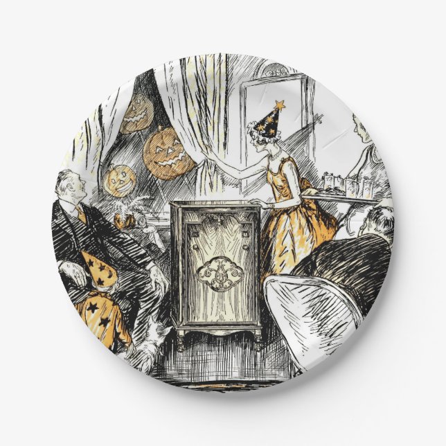 Halloween Vintag Flappers Papier Teller (Vorderseite)