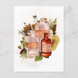 Halloween Vintag Flaschen Herbstliche Blume Postkarte