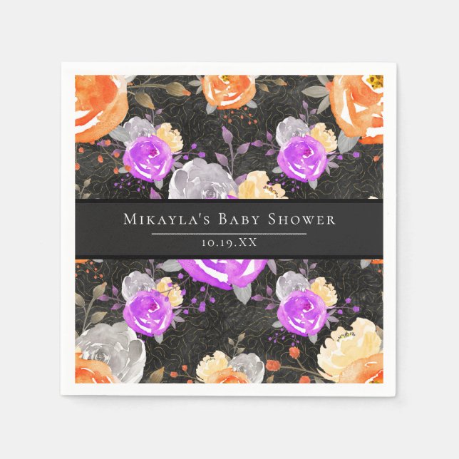 Halloween Vintag Floral Baby Dusche Serviette (Vorderseite)