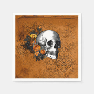 Halloween Vintag Goth Skull Blume Party Napkins Serviette