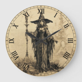 Halloween Vintag Gothic Hexenmeisterschaft Große Wanduhr