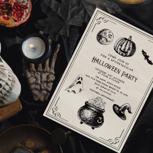 Halloween Vintag Pumpkin Hexe Party Einladung