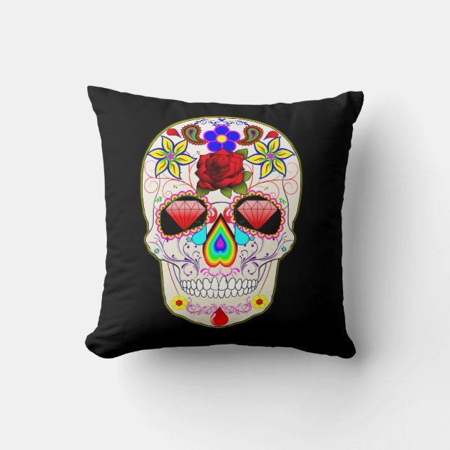 Halloween Vintag Punk Sugar Skull Kissen (Vorderseite)