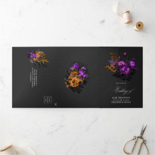 Halloween Vintag Shabby Floral Wedding Dreifach Gefaltete Einladung