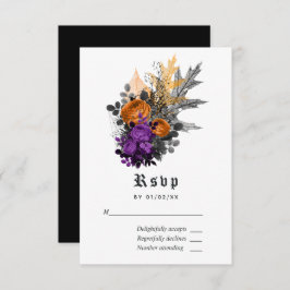 Halloween Vintag Shabby Floral Wedding RSVP Karte