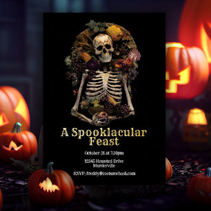 Halloween Vintag Skeleton Spooky Harvest Party Folieneinladung