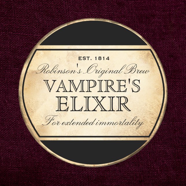 Halloween-Vintage Alchemie-Vampirsche Elixir-Label Runder Aufkleber (Von Creator hochgeladen)