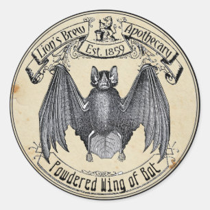 Halloween Vintage Apotheke Flügel der Fledermaus Runder Aufkleber