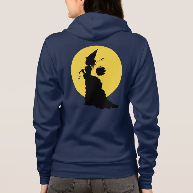 Halloween Vintage Coole Viktorianische Hexe-Silhou Hoodie (Rückseite)