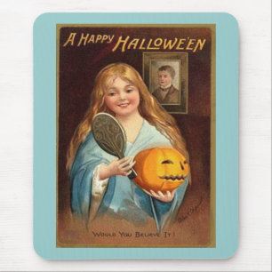 Halloween Vintage Dame mit Spiegel) Mousepad