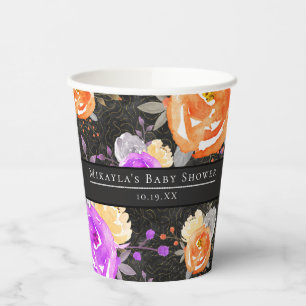Halloween Vintage Floral Baby Shower Pappbecher