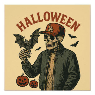 Halloween Vintage - Gruseliger Skelett Poster