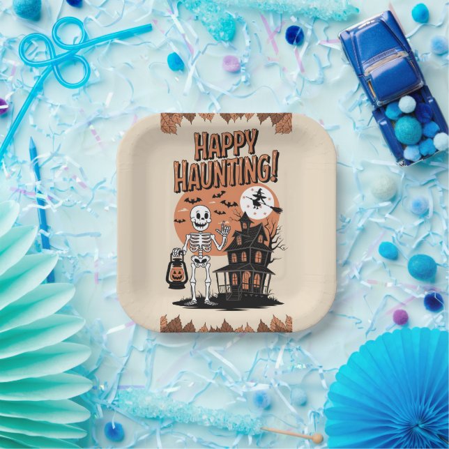 Halloween vintage - Happy Haunting Pappteller (Party)