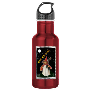 HALLOWEEN Vintage Hexe Edelstahlflasche
