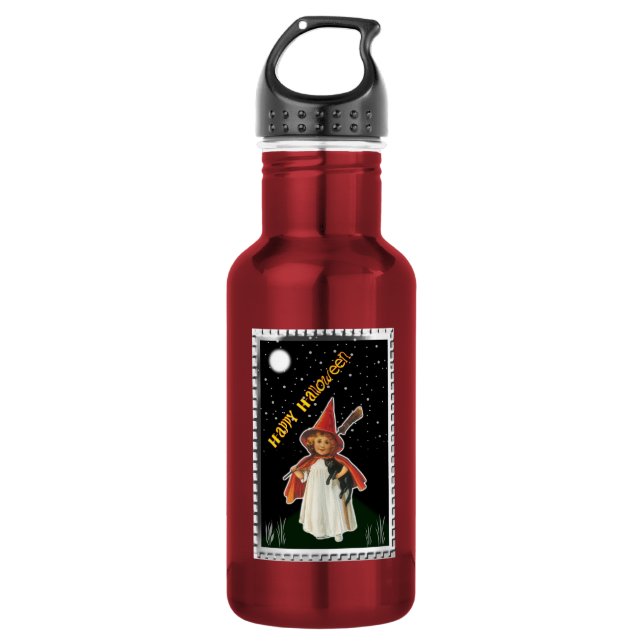 HALLOWEEN Vintage Hexe  Edelstahlflasche (Vorderseite)
