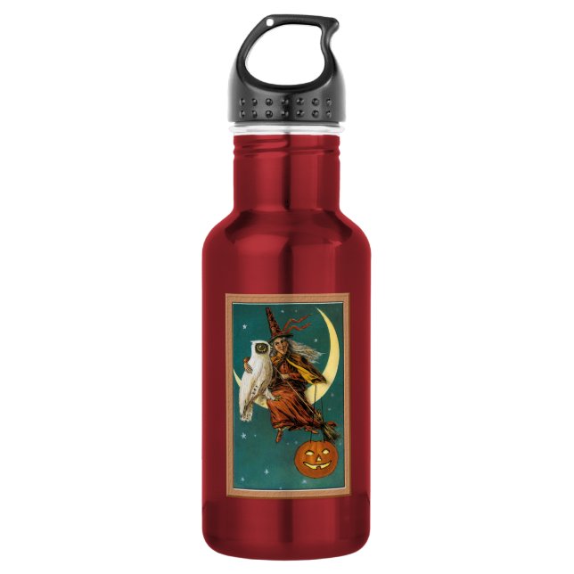 HALLOWEEN Vintage Hexe  Edelstahlflasche (Vorderseite)