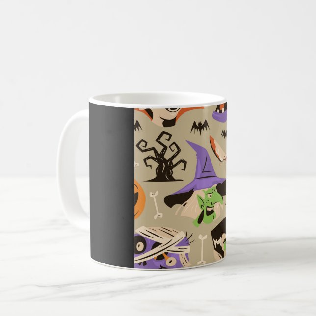 Halloween Vintage Kaffeemaschine Tasse (Vorderseite Links)