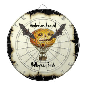 Halloween Vintage-Kürbis-Ballonmann und Fledermäus Dartscheibe