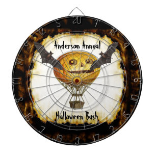 Halloween Vintage-Kürbis-Ballonmann und Fledermäus Dartscheibe
