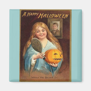 Halloween Vintage Lady mit Mirror Magnet
