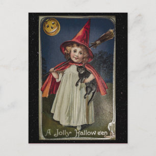 Halloween Vintage Lustige Katze Illustration Postkarte