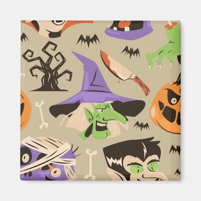 Halloween-Vintage-Muster-Magnet Magnet (Vorne)