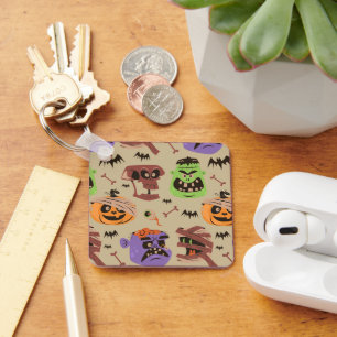 Halloween-Vintage-Muster-Schlüsselanhänger Schlüsselanhänger