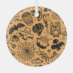 Halloween Vintage Nahtlos Geschäft Ornament Aus Glas