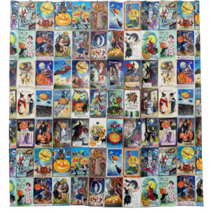 Halloween Vintage Postkarte Duschvorhang