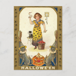 Halloween Vintage Schlangenpriesterin Postkarte
