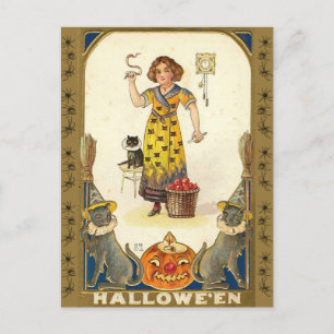 Halloween Vintage Schlangenpriesterin Postkarte