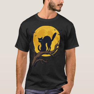 Halloween - Vintage Schwarze Katze & Vollmond T-Sh T-Shirt
