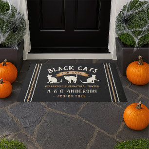 Halloween Vintage Schwarze Katzen Personalisiert Fußmatte