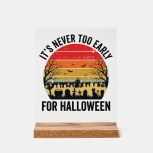 Halloween Vintage Sonnenuntergang Friedhof Katze V Acrylschild