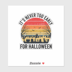 Halloween Vintage Sonnenuntergang Friedhof Katze V Aufkleber