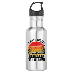 Halloween Vintage Sonnenuntergang Friedhof Katze V Edelstahlflasche