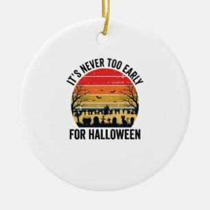 Halloween Vintage Sonnenuntergang Friedhof Katze V Keramik Ornament