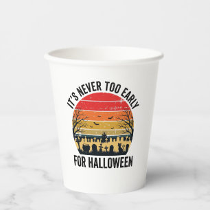 Halloween Vintage Sonnenuntergang Friedhof Katze V Pappbecher