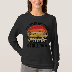 Halloween Vintage Sonnenuntergang Friedhof Katze V T-Shirt