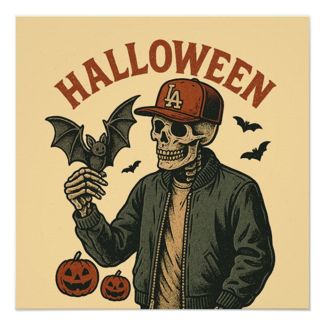 Halloween Vintage - Spooky Skeleton  Poster (Vorderseite)