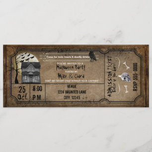 Halloween Vintage Spukhaus-Ticket-Einladung Einladung