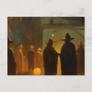 Halloween-Vintage-Stadtversammlung Postkarte