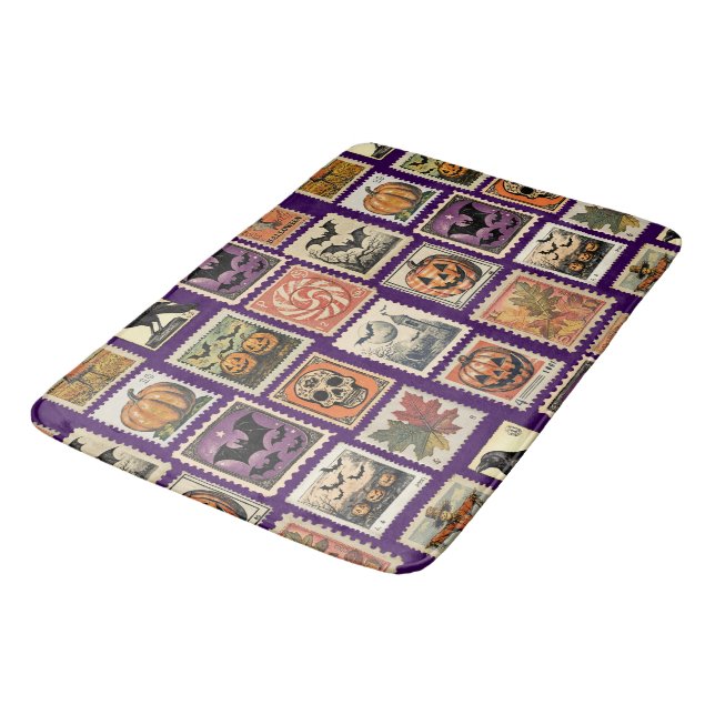 Halloween Vintage Stempel Muster  Badematte (Schrägansicht)