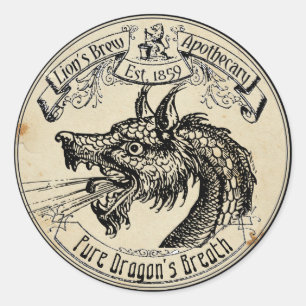 Halloween Vintager Apothekardrache Runder Aufkleber