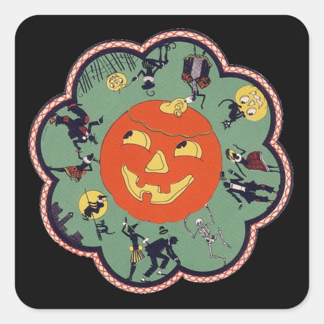 Halloween Vintager Aufkleber (Vorderseite)